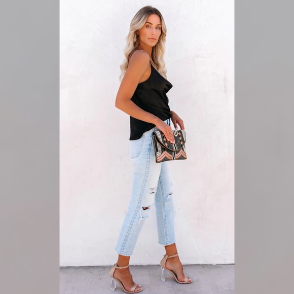 ViciDolls - Endless Rose Black Satin Cowl Neck Tank - Size Large - Picture 7 of 11